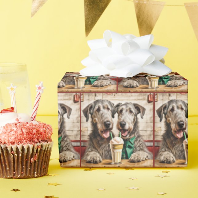 Papier Cadeau Wolfhounds irlandais Avec Soda À La Crème De Glace (Fête d'anniversaire)