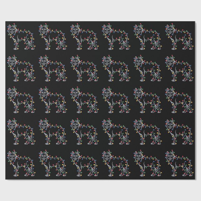 Papier Cadeau Wolfs Tree Christmas Xmas Pet Animal Wolf Lover  (Plat)