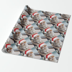 Papier Cadeau Wonderful persian cat with Santa Claus