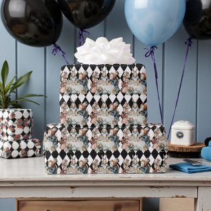 Papier Cadeau Wonderland avec diamants noirs et blancs Anniversa