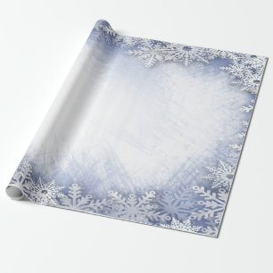 Papier Cadeau Wonderland d'hiver, Snowflakes Blue Holiday