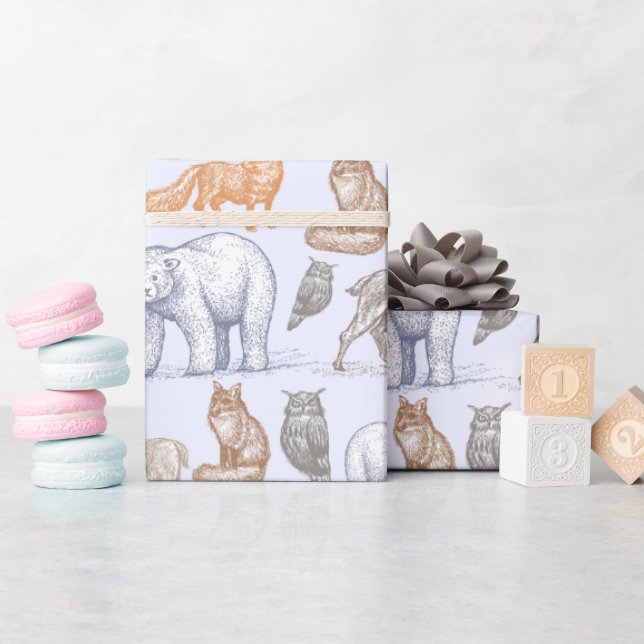 Papier Cadeau Woodland Créatures Rustic Holiday Wrapper Papier (Baby Shower)