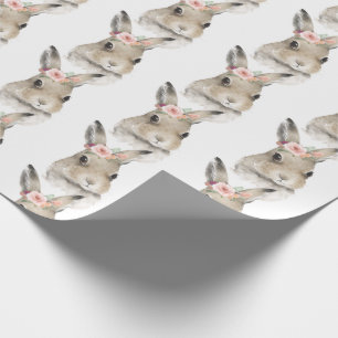 Papier Cadeau Woodland Friends Aquarelle Florale Deer mignonne