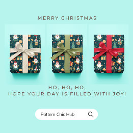 Papier Cadeau WP01 Santa Claus Arbre de Noël Boîte Cadeaux Vert