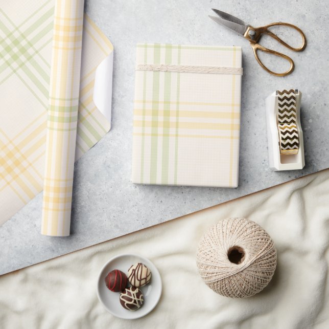 Papier Cadeau Wrapping Paper | Lemon Plaid Luxe Gift Wrap (Artisanat)