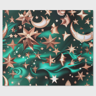 Papier Cadeau Wrapping Paper – Luxury Malachite Green Celestial