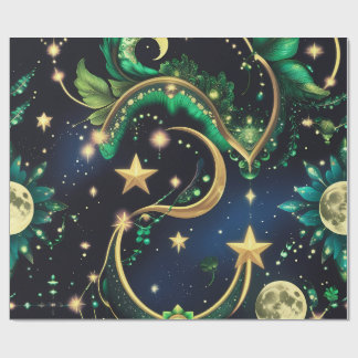 Papier Cadeau Wrapping Paper – Luxury Obsidian Black Celestial