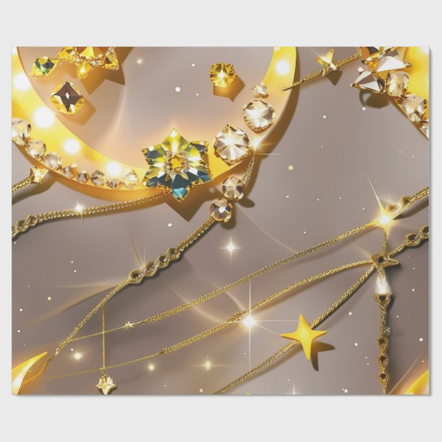 Papier Cadeau Wrapping Paper – Luxury Topaz Yellow Celestial (Plat)