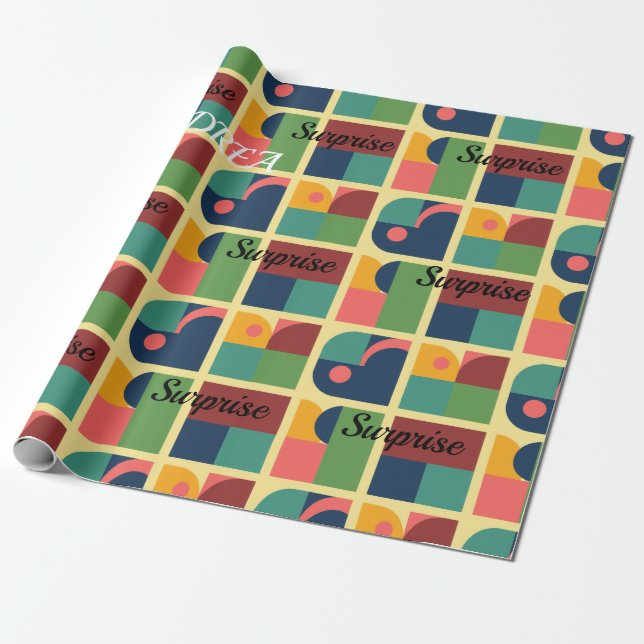 Papier Cadeau Wrapping Paper – Modern Abstract Geometric Pattern (Déroulé)