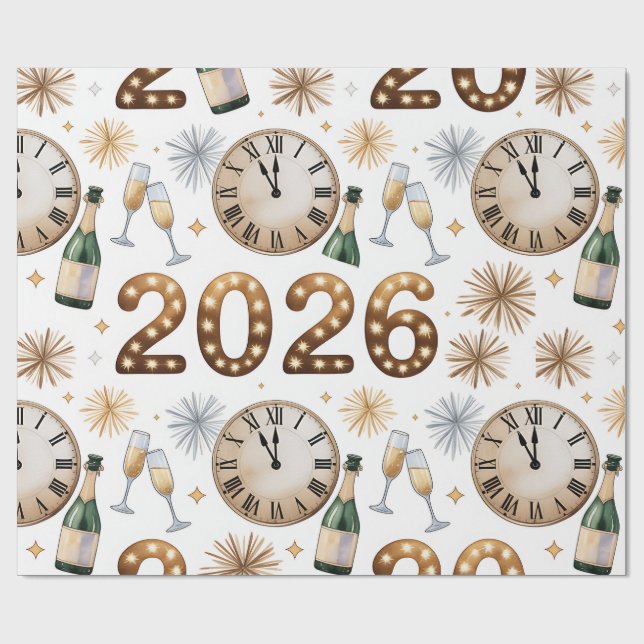 Papier Cadeau Wrapping Paper-New Year 2026 Wrapping Paper (Plat)