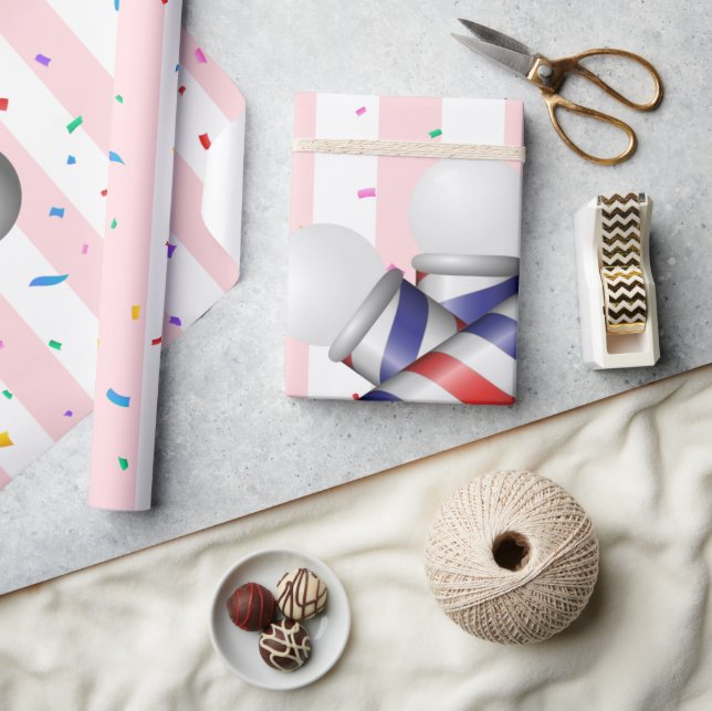 Papier Cadeau Wrapping Paper Pink & White Stripe Barber Pole (Artisanat)