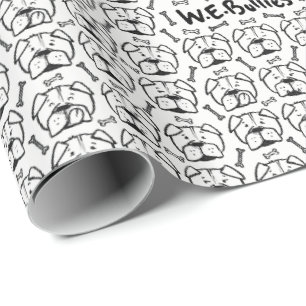 Papier Cadeau Wrapping paper roll with english bulldog pattern