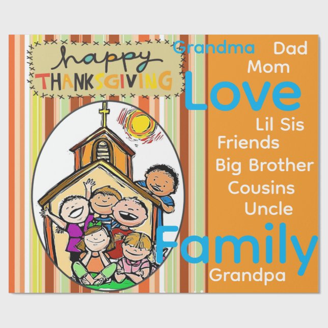 Papier Cadeau Wrapping Paper Thanksgiving Family Love (Plat)