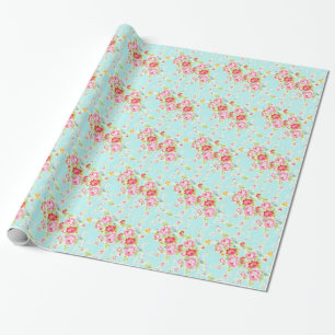 Papier Cadeau Wrappingpaper minable floral de mariage de roses