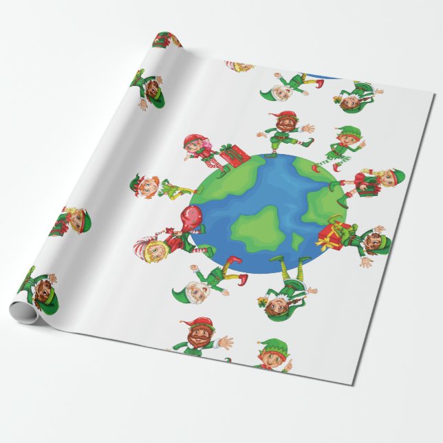 Papier Cadeau xmas santa claus elves (Déroulé)