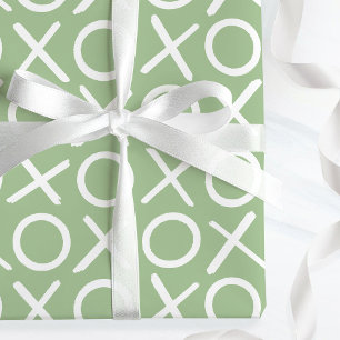 Papier Cadeau XOXO Câlins et bisous Vert Anniversaire Pinceau Sc