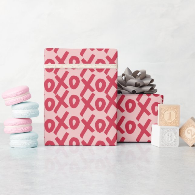 Papier Cadeau XOXO esthétique rose foncé (Baby Shower)
