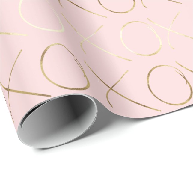 Papier Cadeau XOXO rose or (Coin rond)