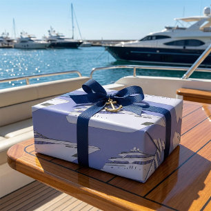 Papier Cadeau Yacht à moteur de luxe Superyacht blanc moderne