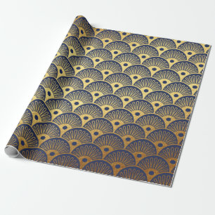 Papier Cadeau Yacht du bleu marine de vagues de coquillages