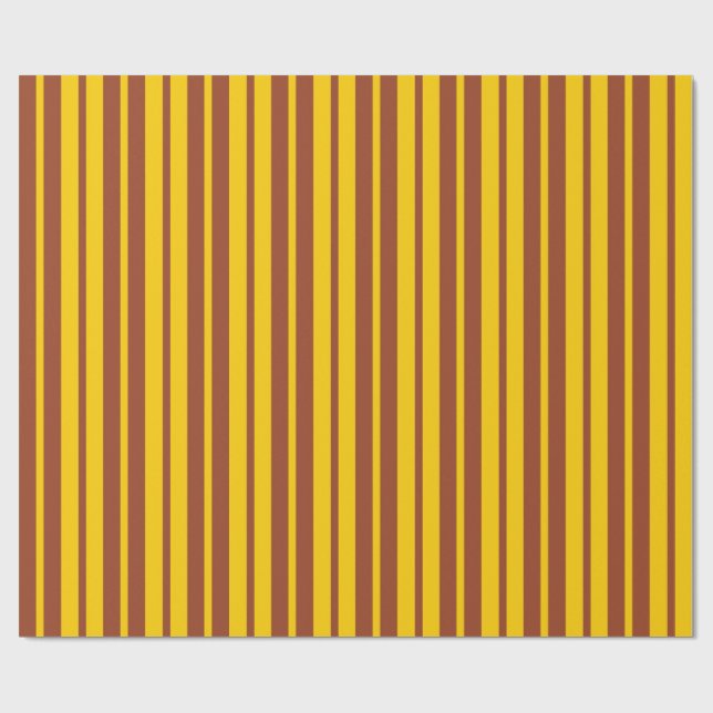 Papier Cadeau Yellow Brown Stylish Stripes Pattern Design  (Plat)