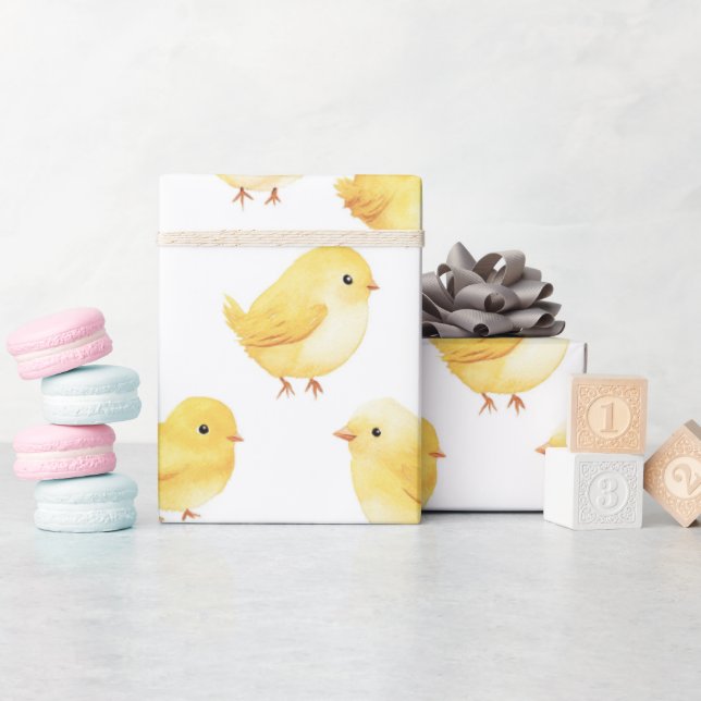 Papier Cadeau Yellow Chickens Baby Shower (Baby Shower)