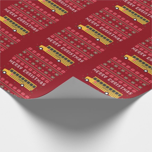 Papier Cadeau Yellow School Bus laide Sweat de Noël (Coin)