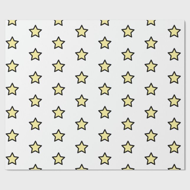 Papier Cadeau Yellow Star Pattern Minimalist Modern (Plat)