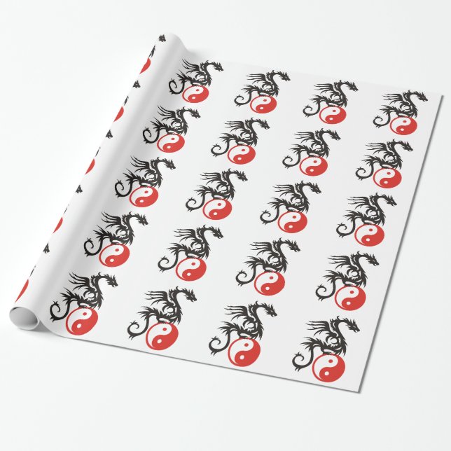 Papier Cadeau Yin et Yang Dragon (Déroulé)