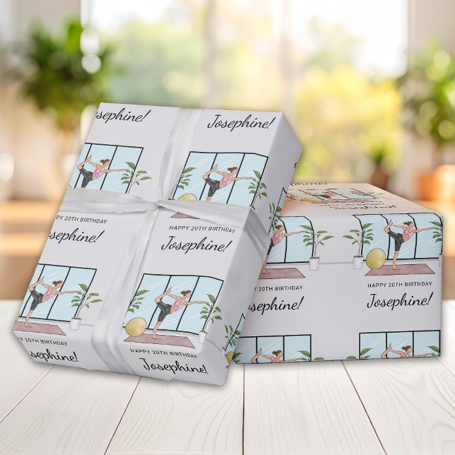 Papier Cadeau Yoga Dancer Pose Entraînement Femme heureux Annive (Créateur téléchargé)