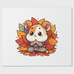 Papier Cadeau Yoga de hamster automnal kawaii