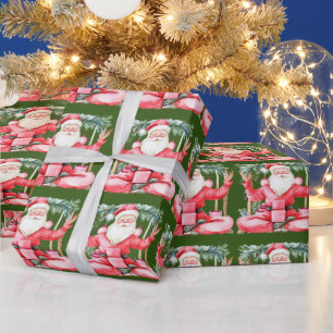 Papier Cadeau Yoga Noël Père Noël instructeur