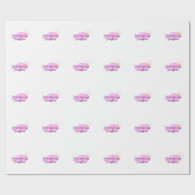 Papier Cadeau you are my sunshine pink purple sun rays clouds (Plat)
