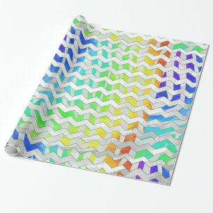 Papier Cadeau Zebra Chevron Rainbow et White Print