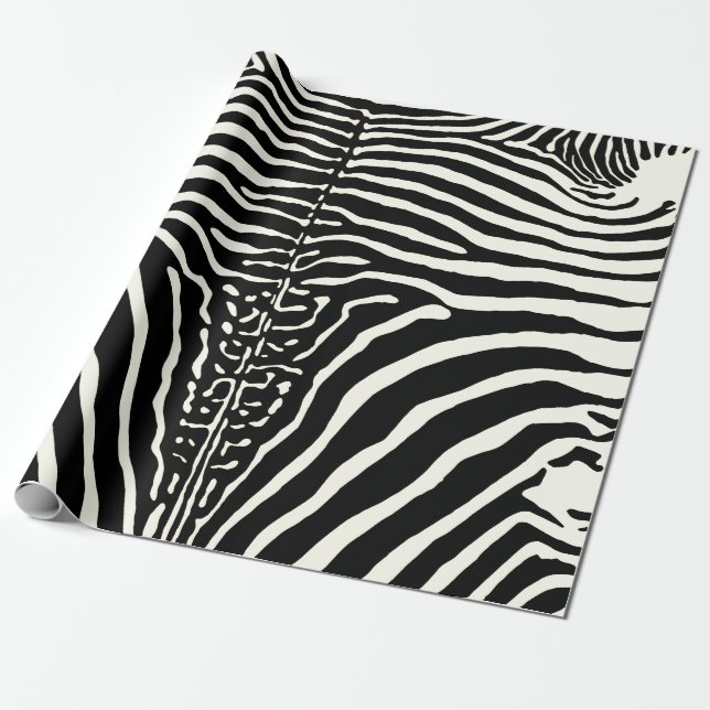 Papier Cadeau Zebra Cowhide Imprimer papier d'emballage noir et  (Déroulé)