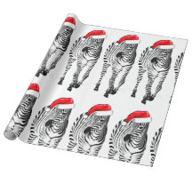 Zebra in Santa wrapping paper