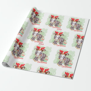 Papier Cadeau Zebra, mon premier Noël