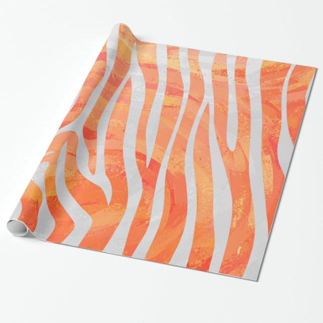 Papier Cadeau Zebra Orange and White Print (Déroulé)
