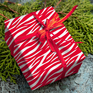 Papier Cadeau Zebra Print Blanc Rouge mignonne Motif moderne Xma