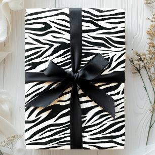 Papier Cadeau Zebra Print Stripes Motif animal noir et blanc