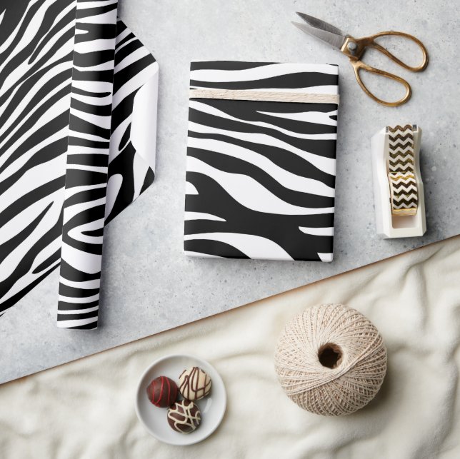 Papier Cadeau Zebra Print, Zebra Stripes, Noir Et Blanc (Artisanat)
