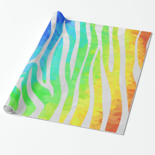 Papier Cadeau Zebra Rainbow et White Print
