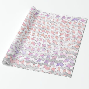 Papier Cadeau Zebra rose et blanc Chevron