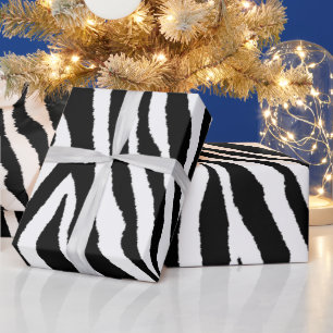 Papier Cadeau Zebra Stripes noir et blanc   Bold Safari