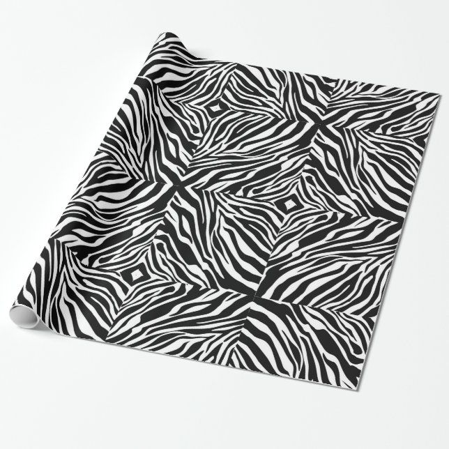 Papier Cadeau Zebra Stripes noir et blanc Cool Abstrait (Déroulé)
