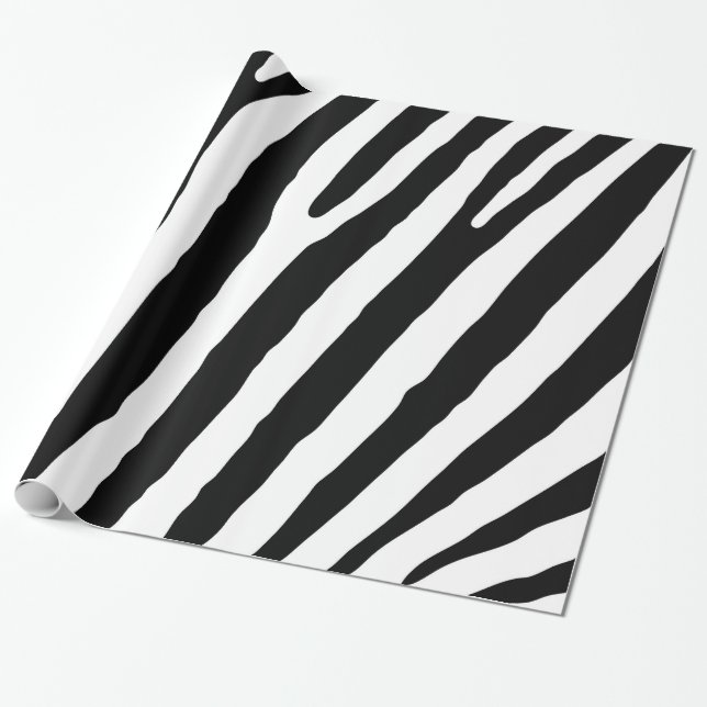 Papier Cadeau Zebra Stripes noir et blanc Cool Abstrait (Déroulé)