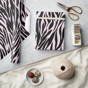 Papier Cadeau Zebra Stripes Sur Pastel Pink