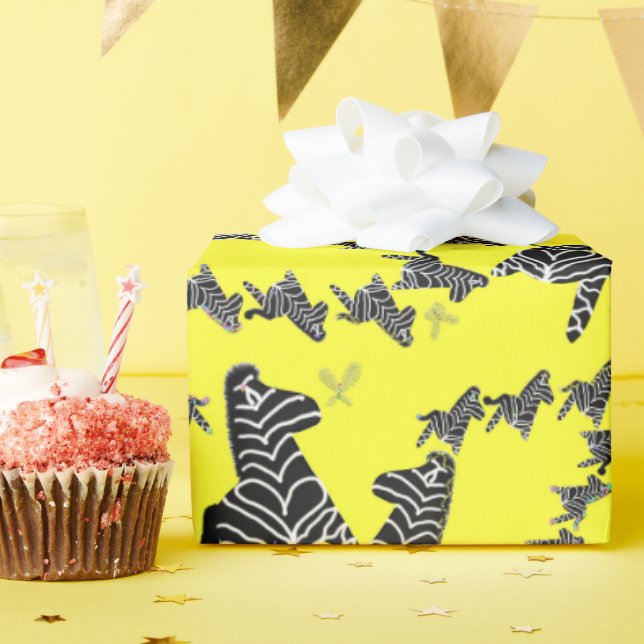 Papier Cadeau Zèbre jaune sauvage moderne (Fête d'anniversaire)