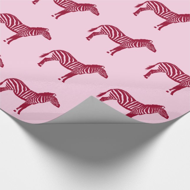 Papier Cadeau Zèbres - Bourgogne et rose (Coin)