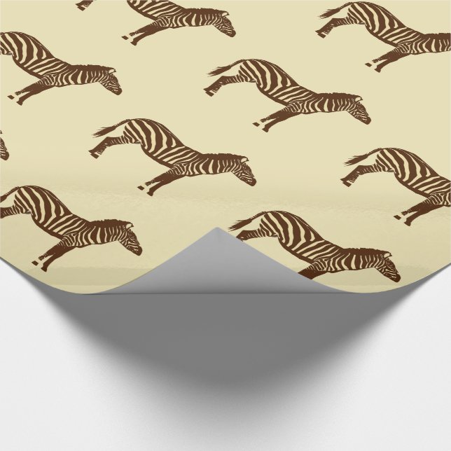 Papier Cadeau Zèbres - Chocolat Brown et Camel Tan (Coin)